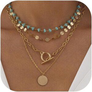 Women's E4-ot Layered Boho Necklaces Cowgirl Jewellery Accessories Outfits